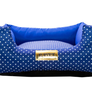 Cama Quadrada para Cachorro ou Gato Luppet Luxo Azul Poa Tamanho:M