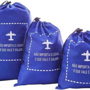 KIT SACO PARA VIAGEM - AZUL - COM 3 SACOS P/M/G